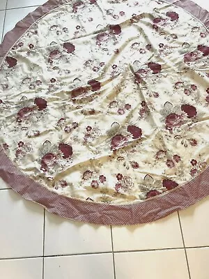 Tablecloth Round 68  Stunning Floral Design Cabbage Roses In Linen       Nwot • $25