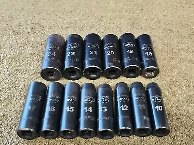 14 Armstrong 47 Impact Deep Well Socket Set Metric 24 10mm 1/2  Drive 6 Point • $165