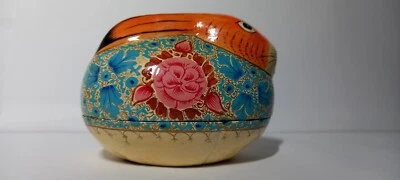 £4.20 • Buy VIntage Papier Mache Rabbit Bunny Hand Painted & Lacquered Egg Shape Box Easter
