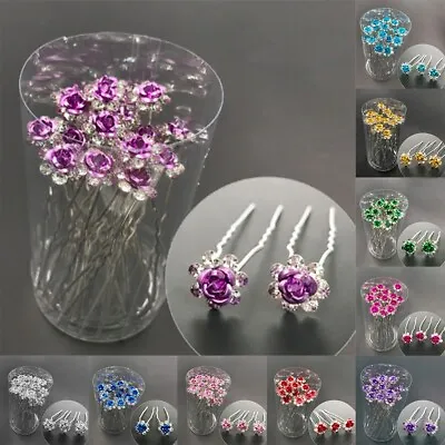 Wedding Hair Jewels Pack Set Of 20 Sparkling Gems Hairpins For Bridal Updo • £12.08