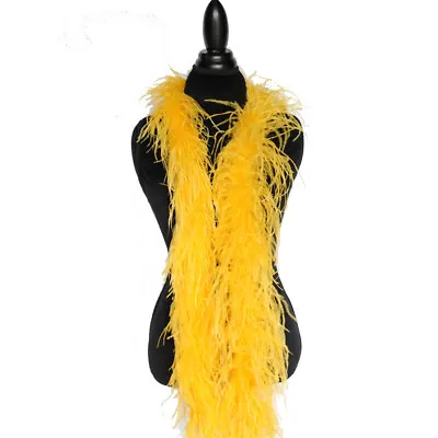 $61.95 • Buy Gold Yellow 2ply Ostrich Feather Boa Scarf Prom Halloween Costumes Dance Decor