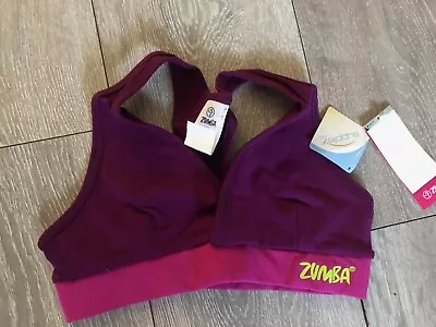 Zumba Purple  Bra Top Fitness Gym Cropped Sports Dance Workout Size Small 6-8 • £7.89