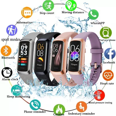 $56.99 • Buy Smart Watch Women Fitness Blood Pressure ECG Heart Rate Sleep Monitor Waterproof