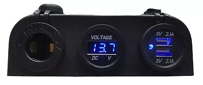 12v Dual 4.2a Usb Charger Power Outlet Socket + Voltage Gauge Surface Mount Au • $32.95