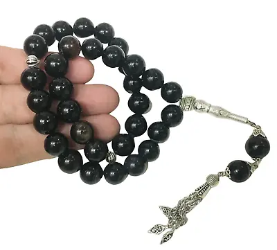 Prayer Beads Aqeeq Inlaid 33 Tasbih Islamic Masbaha Agate Rosary مسبحة عقيق  • $49.90