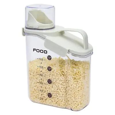 2L Airtight Dry Food Kitchen Rice Dispenser Container Cereal Box Storage White • £8.95