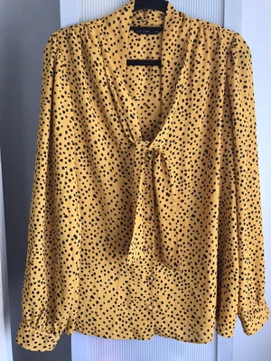 £0.99 • Buy Womens Blouse Top Size 20 Mustard Yellow Polka Dots Spots