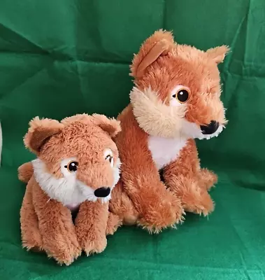 REI Eco Pals Pair Of Fox Plush By Wildlife Artists 11  & 8  Sewn Eyes & Nose • $14.92