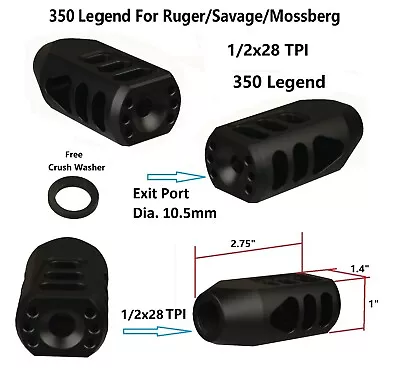 350 Legend Tanker Muzzle Brake 1/2x28 TPI AL 7075 T6 For Ruger/Savage/Mossberg • $36.99