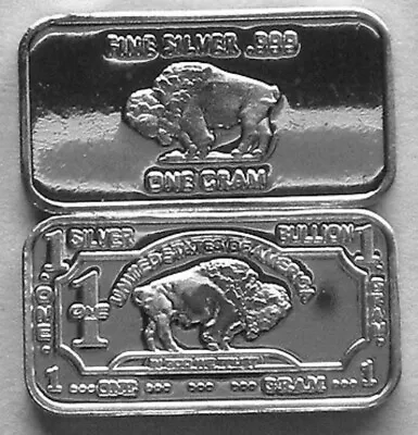 $2.25 • Buy  1 Gram Fine .999 Pure Silver Buffalo Bar (skt5
