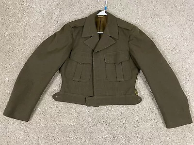 Vintage Military Jacket Mens Size 39 Notch Lapel Collar Pockets Button Up Green • $35