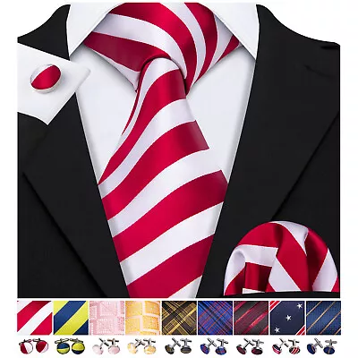 USA Mens ALL Silk Tie Striped Solid Paisley Necktie Hanky Cufflink Set Wedding • $11.99