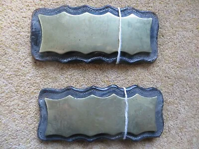 PAIR OF SCALLOP EDGE BRASS HAME PLATES Horse Brass Harness Decoration Equestrian • £22