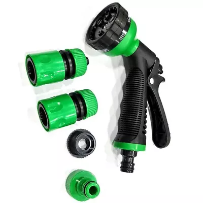 8 Function Spray Nozzle - Water Hose Gun Multi Pattern Garden Adjustable Mist • £5.85