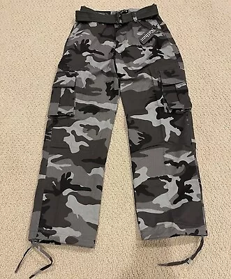 NWT Men’s Nathan Grey Camouflage Belted Cargo Pocket Pants ALL SIZES • $23.99