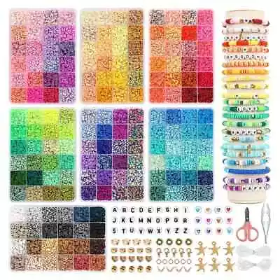 16800 Pcs Polymer Clay Beads For Bracelet Making Kit 168 Colors Flat Round Poly • $20
