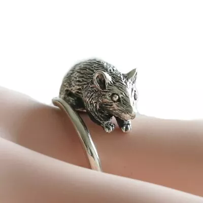 Little Mouse Boho Ring Sterling Silver Rat Cute Animal Woman Girl Gift Jewelry  • $79