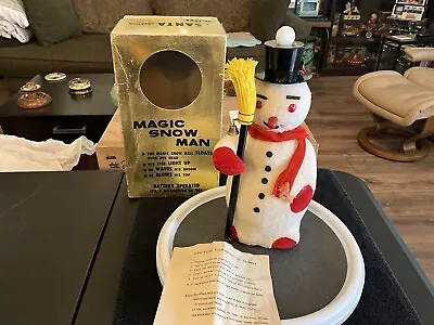 Vintage Tin Battery Operated Magic Snowman Santa Creation 1960s Japan • $155