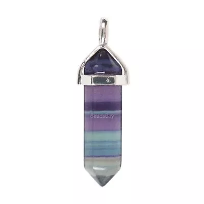 Gemstone Rock Crystal Healing Hexagonal Point Chakra Reiki Pendant Bead • £2.26