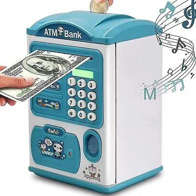 Money-Box Fingerprint Piggy Bank ATM Password Cash Coins Safe Saving Kids Toys • £11.85