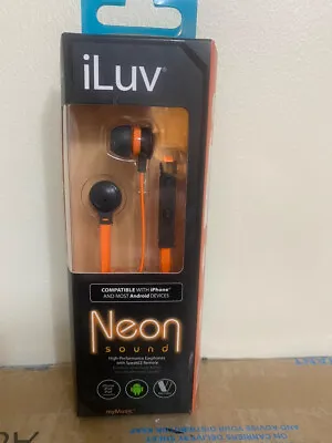 ILuv In-ear Neon Earphone 3.5mm With In-Line Mic Orange For Tablets & Phones • £4.45