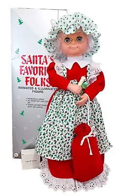 VTG Santa's Favorite Folks MRS CLAUS Lighted Animated Figure 22  + Adapter & Box • $18.95