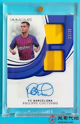 2018-19 Immaculate Barcelona Philippe Coutinho Match-worn DUAL Patch Auto 23/25 • $139