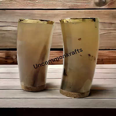 Pair Of House Of Dragon Handcrafted Viking Drinking Horn Cups Mugs For Christmas • $29.75