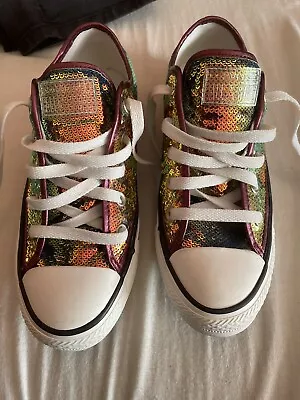 Rainbow Sequin Converse Size 4 UK 36.5 EU Pride Multicolour Hardly Used • £20