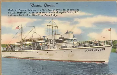 “Ocean Queen” Pleasure & Fishing Cruiser Myrtle Beach SC Little River Postcard • $4.99