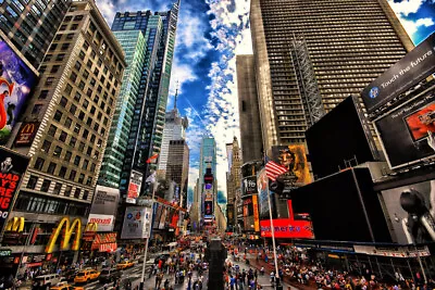 Crowd In Times Square Manhattan New York City Photo Art Print Poster 18x12 • $10.98