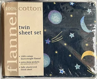 Bed Bath&beyond Heavyweight Flannel Twin Sheet Set 100% Cotton  Stars And Moons  • $39.99