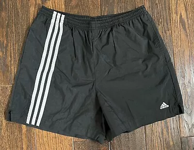 Vintage Y2K Adidas Shorts 90s Nylon Men’s Ladge Unlined Sprinter Black / White • $22.99