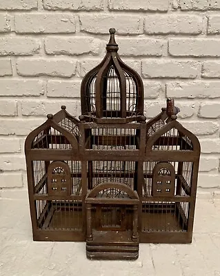 Vintage Wooden Metal Bird Cage Taj Mahal / Victorian Style 25” X 19” X 7” • $122.50