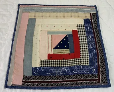 Vintage Antique Patchwork Quilt Table Topper Log Cabin Early Calico Prints • $14.50
