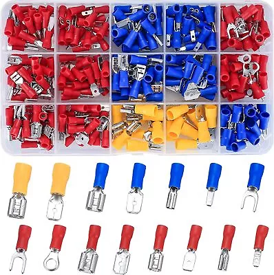 280Pcs Assorted Insulated Electrical Wire Terminals Crimp Connectors Spade Kit • £5.79