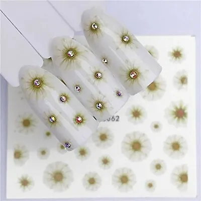 Nail Art Water Decals Transfers Stickers Spring Summer Daisy Flowers Floral 3062 • £1.49