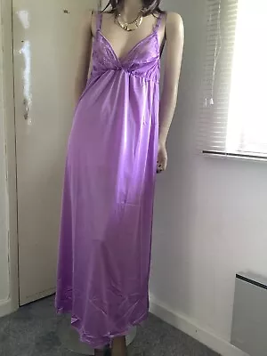 Lilac Silky Soft & Lacy Long Formal Length Bra Slip Or Nightgown L-XXL BNWT • £21.99