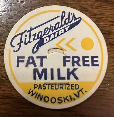 Vintage Milk Bottle Caps Lot (12) Fitzgerald’s Dairy Winooski Vermont • $6.95