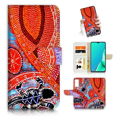 $13.99 • Buy ( For Oppo A57 / A57S ) Wallet Flip Case Cover AJ23861 Aboriginal Lizard
