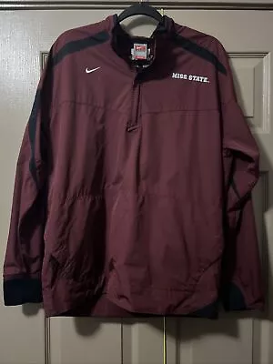 Mississippi State Vintage Nike Jacket Mens Size Small Burgundy Full Zip Swoosh • $30