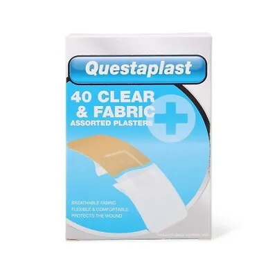 Questaplast Clear & Fabric Plasters - Assorted Plasters - Pack Of 40 • £3.95