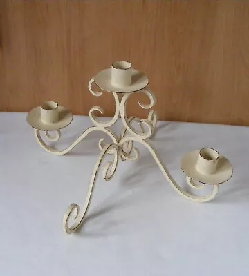 Shabby Chic Metal 3 Candle Holder Candlestick Candelabra Centrepiece • £12.99