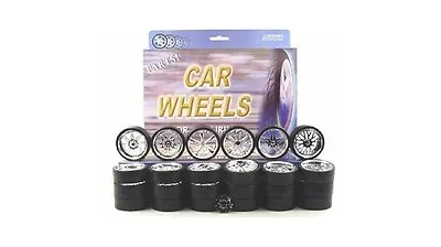 Chrome Replacement Wheels & Tires Set Rims For 1/24 Scale Cars And Trucks 2003 • $14.99