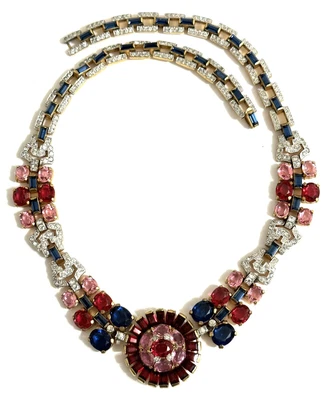 £246.67 • Buy Rare Gorgeous Art Deco Rhinestone Alfred Philippe Trifari Flower Choker Necklace