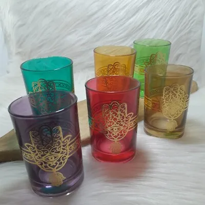 Set Of 6 Moroccan Arabic Tea Cups Glasses SetDrinking Barware  Water Glasses • $49