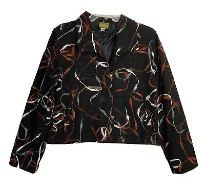 Maralyce Ferree Embroidered Jacket M Women’s Wool Blend Cropped Black Boho Art • $35.99