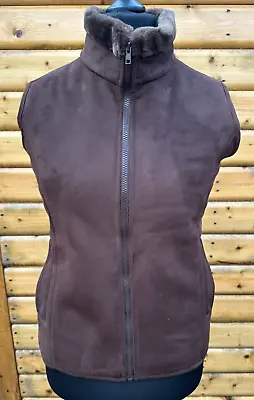 Jack Murphy Outdoor Gilet Brown Faux Fur Lined Size 10 UK Sleeveless Walking • £10.99