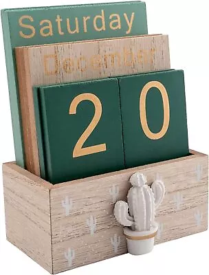 Perpetual Calendar Wooden Calendar For Home Office Desk Accessories Vintage • $29.99