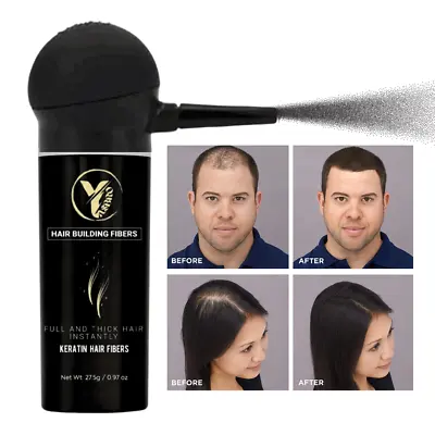 Hair Building Fibres & Pump Spray Applicator Keratin Hair Loss Fibers YASBRO® • £12.45